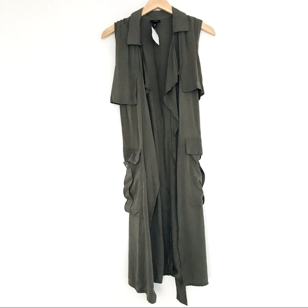 NWT Olive green long vest